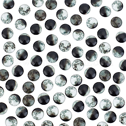 Cabochons en verre, plat rond avec style lune, couleur mixte, 10x4mm, 8 pièces / kit