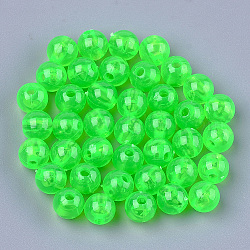 Perles en plastique transparentes, ronde, lime, 6x5.5mm, Trou: 1.8mm, environ 500 pcs/50 g