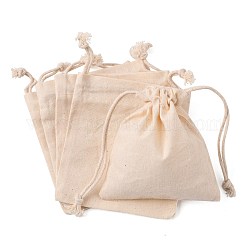 Rectangle Cloth Packing Pouches, Drawstring Bags, Old Lace, 12x10.5x0.4cm