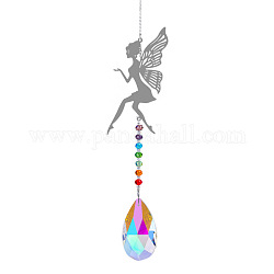 Grandes décorations de pendentif en métal, capteurs de soleil suspendus, verre de cristal k9 thème chakra, fée, colorées, 42 cm