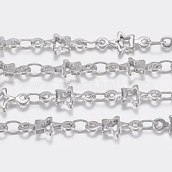 304 Stainless Steel link Chains, with Spool, Star, Soldered, Stainless Steel Color, 10x4.5x1mm, about 10m/roll