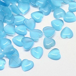 Cat Eye Cabochons, Heart, Pale Turquoise, 8x8x2.5mm