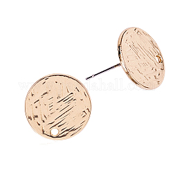 Accessoires de clous d'oreilles en alliage, avec des épingles de fer, plat rond, or, 15x1.5mm, pin: 0.6 mm