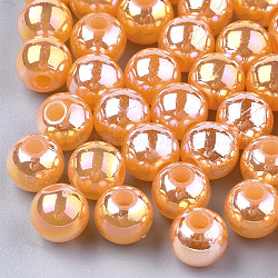 Kunststoff-Perlen, ab Farbe plattiert, Runde, dunkelorange, 6 mm, Loch: 1.6 mm, 4500 Stück / 500 g