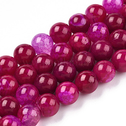Teñidos de ágata natural de hebras de abalorios, redondo, rojo violeta medio, 8mm, agujero: 1 mm, aproximamente 48 pcs / cadena, 14.9 pulgada