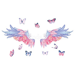 SUPERDANT Pink Wings Stickers Colorful Butterflies Wall Art Feather Wings Wall Decals Peel and Stick Removable Wall Stickers for Girl's Room Kid's Room Decoration