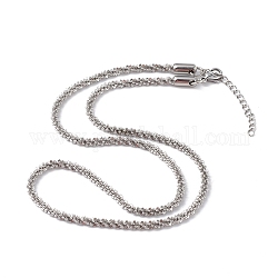 304 collana a catena in corda d'osso in acciaio inossidabile per donna, colore acciaio inossidabile, 18.15 pollice (46.1 cm), larghezza: 3.3 mm