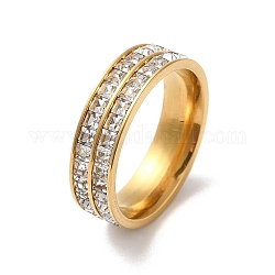 Вакуумное покрытие 304 кольцо на палец из нержавеющей стали с фианитом, золотые, внутренний диаметр: 17 мм