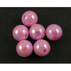 Eco-Friendly Poly Styrene Acrylic Beads, AB Color Plated, Round, Violet, 12mm, Hole: 1.1mm, about 550pcs/500g