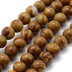 Chapelets de perles en pierre en bois naturel, ronde, 10mm, Trou: 1mm, Environ 38 pcs/chapelet, 14.9 pouce (38 cm)
