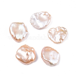Perles de perles keshi naturelles, perle d'eau douce, perles baroques, pas de trous / non percés, pépites, peachpuff, 15~18x14.5~15x4~7mm