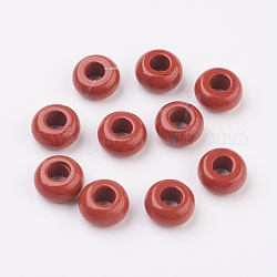 Natural Red Jasper European Beads, Large Hole Beads, Rondelle, 12x6mm, Hole: 5mm