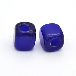 Cube Cat Eye Beads, Large Hole Beads, Blue, 14~21x13~16x12~16mm, Hole: 6mm