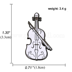 楽器の白いエナメルピン  音楽愛好家のための合金ブローチ  バイオリン  33x18mm