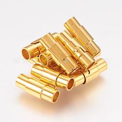 Chiusure magnetiche per tubo di bloccaggio in ottone, colonna, oro, 15x6mm, Foro: 4 mm