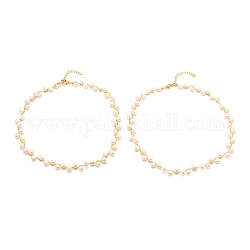 Collane di perline naturali di perle d'acqua dolce, Con catena in ottone, placcato di lunga durata, vero placcato oro 18k, 38.5x1cm