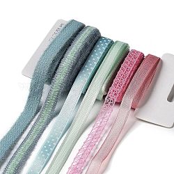 18 Yard 6-Farben-Polyesterband, für DIY Handarbeit, Haarschleifen und Geschenkdekoration, Regenbogen-Farbpalette, Mischfarbe, 3/8~1/2 Zoll (10~12 mm), etwa 3 yards/farbe