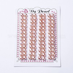 Perle coltivate d'acqua dolce perla naturale, mezzo forato, tondo, rosa nebbiosa, 6.8~7x5.5~6mm, Foro: 1 mm