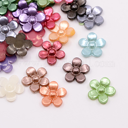 Acrylic Pearl Cabochons, Dyed, Flower, Mixed Color, 11x2mm