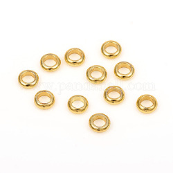 Latón entrepieza de abalorios, Plateado de larga duración, anillo, dorado, 4.5~5x1.5mm, agujero: 2.5 mm