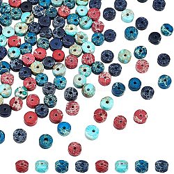 Nbeads 160 Stück 4 Farben natürliche Heishi-Steinperlen 4mm, Kaiserliche Jaspis-Perlenstränge, gefärbte Scheiben-Abstandsperlen für Armbänder, Ohrringe, Halsketten und Schmuckherstellung
