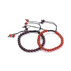 Bracelets Sets, Natural Garnet/Carnelian(Dyed & Heated) Braided Bead Bracelets, with Nylon Thread Cord, 2-1/8 inch(5.45cm), 2pcs/set