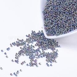 12/0 grade a perles de rocaille en verre rondes, iris couleurs métalliques, colorées, 12/0, 2x1.5mm, Trou: 0.3mm, environ 30000 pcs / sachet 