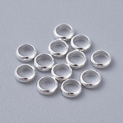 Brass Spacer Beads, Flat Round, Silver Color Plated, 4x1mm, Hole: 2.5mm