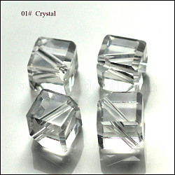 Imitazione branelli di cristallo austriaco, grado aaa, sfaccettato, cubo, chiaro, 8.5x10x10mm, Foro: 0.9~1 mm