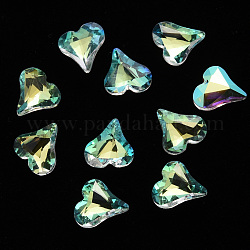Corazón cabuchones de vidrio transparente, accesorios de la decoración del arte del clavo, facetados, oro, 8.5x8.5x3.5mm