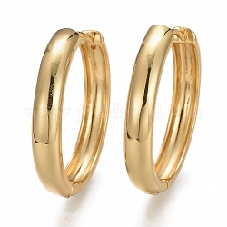 Brass Huggie Hoop Earrings, Long-Lasting Plated, Ring, Real 18K Gold Plated, 29x5mm, Pin: 1mm