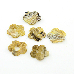 Perlmuttknöpfe, Akoya-Muschelknopf, Blume, Mischfarbe, 15x15x1 mm, Bohrung: 2 mm