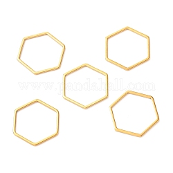 201 anelli di collegamento in acciaio inox, esagono, oro, 18x16x1mm