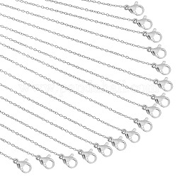 304 ожерелье нержавеющей стали, кабельные цепи, с омаром застежками, цвет нержавеющей стали, 17.72 дюйм (45 см), 20strands / комплект