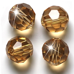 Imitazione branelli di cristallo austriaco, grado aaa, sfaccettato (32 sfaccettatura), tondo, verga d'oro scuro, 4mm, Foro: 0.7~0.9 mm