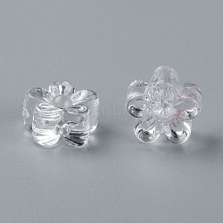 花透明なアクリルビーズ  ネームブレスレット＆ジュエリー作り用  透明  9x5mm  穴：1.5mm