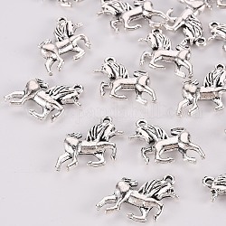 Alloy Charms, Lead Free and Cadmium Free, Unicorn, Antique Silver, 15.5x15.5x4mm, Hole: 1.5mm