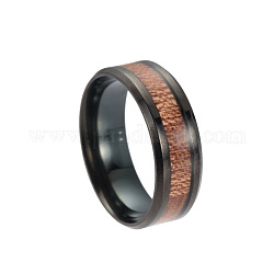 Широкополосные кольца из титановой стали, с акацией, Размер 13, металлический черный, 22.3 мм