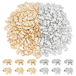 Pandahall elite 200pcs 2 colores ccb perlas de plástico, elefante, color mezclado, 12.5x8.5x4.5mm, agujero: 1.4 mm, 100 piezas / color