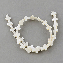 Naturali di mare shell perle fili, croce, bianco crema, 11~12x9~10x2~3mm, Foro: 0.8~0.9 mm, circa 30pcs/fili, 14.5 pollice