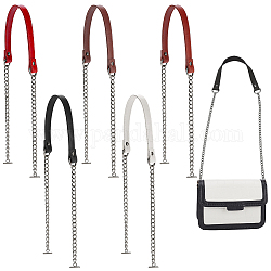 WADORN 5Pcs 5 Colors Imitation Leather Bag Straps, with Iron Curb Chain & T-Bar Clasp, Mixed Color, 86~87.6x2cm, 1pc/color