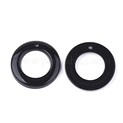 Pendente acrilico opaco, anello, nero, 28x3.5mm, Foro: 1.5 mm