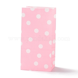 長方形のクラフト紙袋  ハンドルなし  ギフトバッグ  水玉模様  ピンク  9.1x5.8x17.9cm