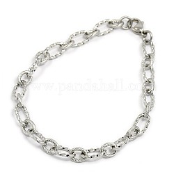 Fashionable 304 Stainless Steel Composite Figaro Cable Chains Bracelets, with Lobster Claw Clasps, Stainless Steel Color, 8-1/4 inch(210mm), 7mm