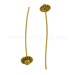 Latón pins lujo, fornituras de aleación, sin plomo y cadmio, oro antiguo, 53~55x0.7mm, cabeza: 8 mm