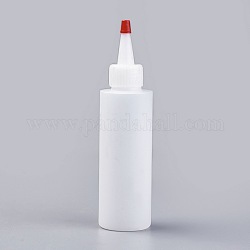 Bottiglie di colla di plastica, tappi di bottiglia a foro passante, bianco, 4.1x16.3cm, Capacità: 120ml