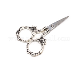 Stainless Steel Flower Scissors, Embroidery Scissors, Sewing Scissors, with Zinc Alloy Handle, Antique Silver & Stainless Steel Color, 90mm