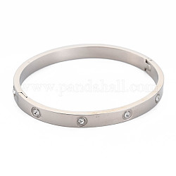 Bracelet strass cristal, bracelet articulé en acier inoxydable pour femme, couleur inoxydable, diamètre intérieur: 1-7/8x2-3/8 pouce (4.9x5.9 cm)