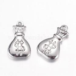 201 Stainless Steel Pendants, Money Bag, Stainless Steel Color, 17x10x3mm, Hole: 1mm
