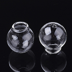 Handmade Blown Glass Beads, Round, Clear, 21~21.5x19.5~20mm, Hole: 0.5~1mm and 8~9mm